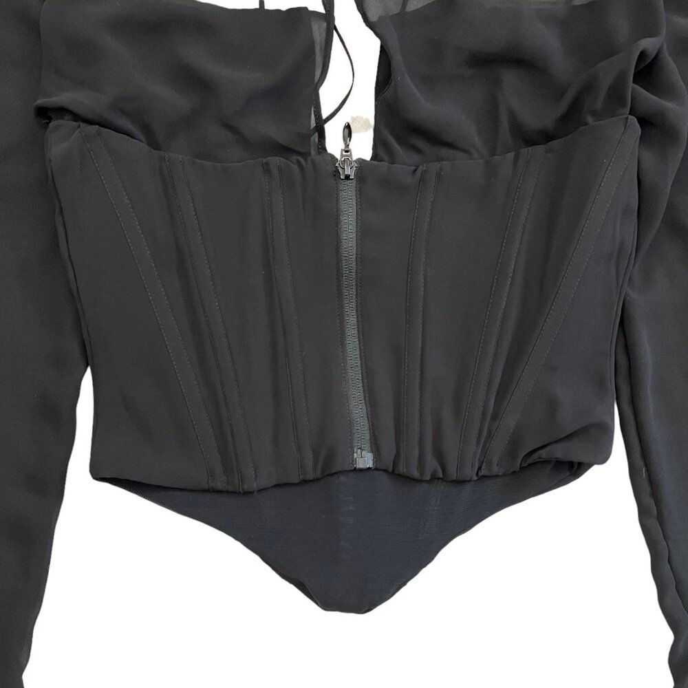 House of CB Black Sheer Sleeve Blouse - Picture 8 of 16